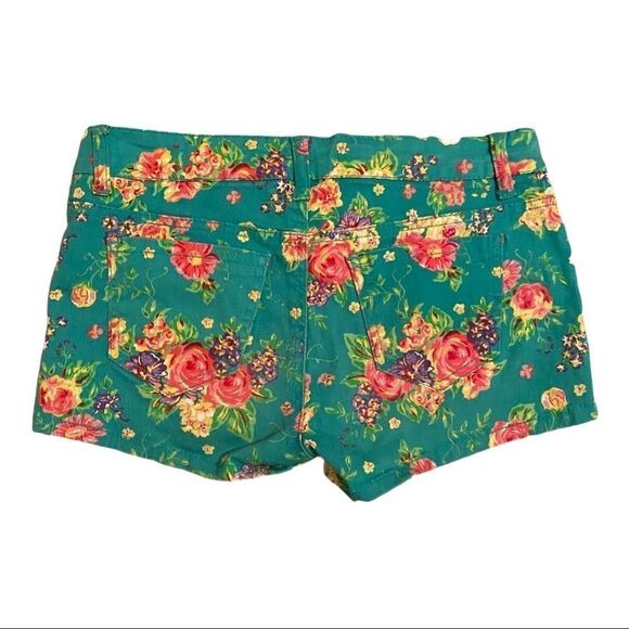 Wallflower Green Pink Floral Shorts Sz Small - Picture 2 of 3